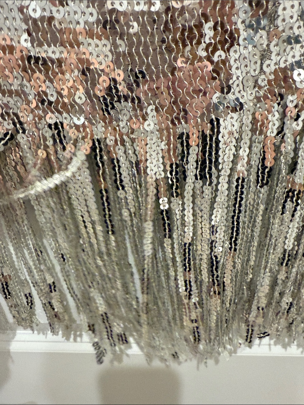 ZARA Silver Sequin Fringe Mini Dress with Rose-Gold Accents - Picture 4 of 5